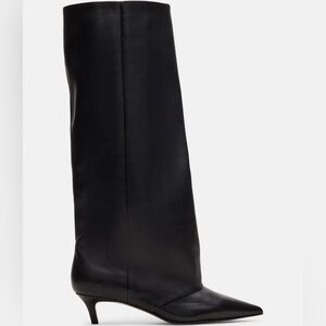Steve Madden Black Pointed-Toe Knee-High Leather Boots
